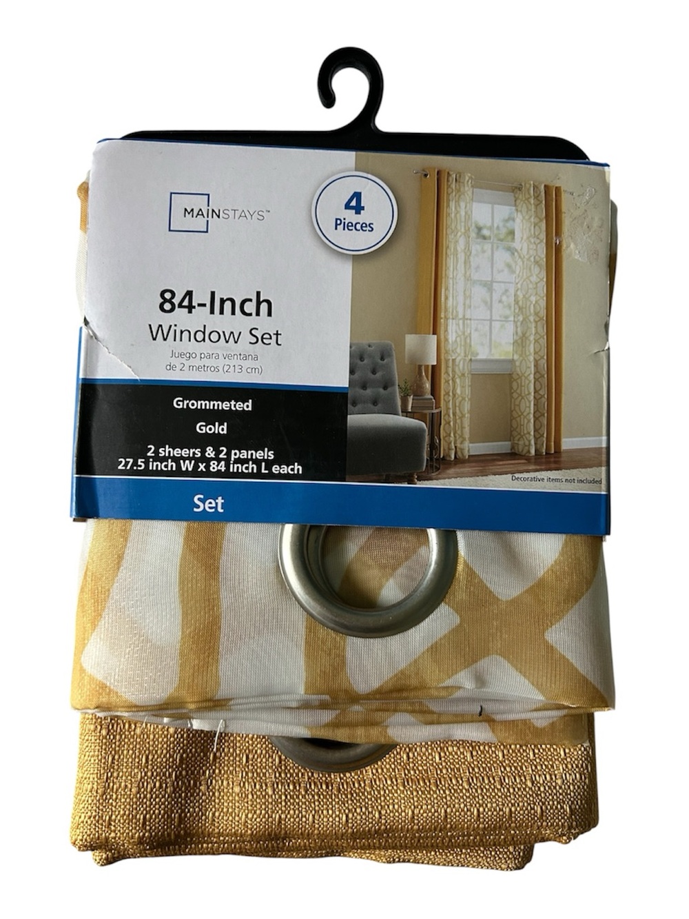 Mainstays Fretwork/Brown Butter Gold Grommeted 4 Piece Curtain
Set